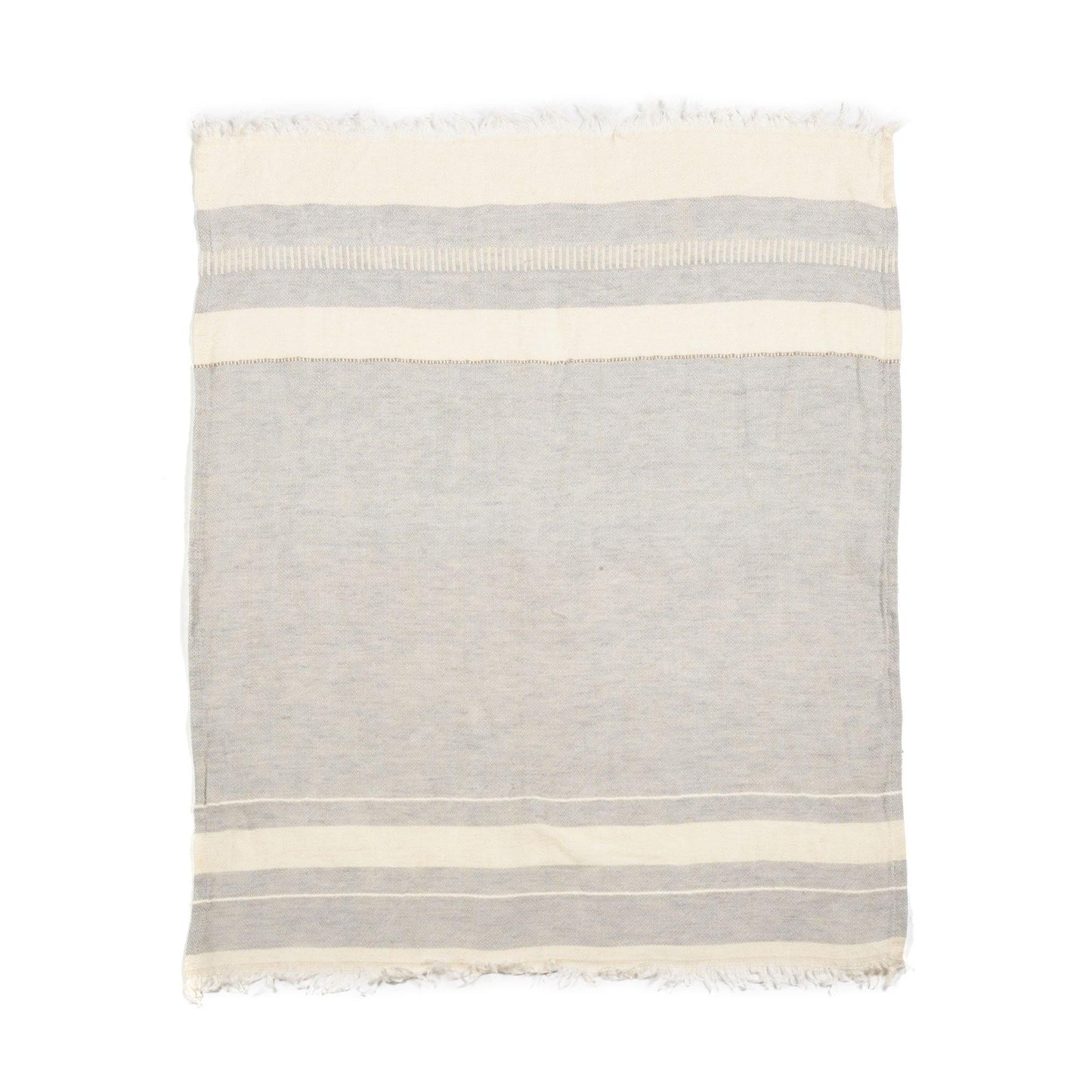 Belgian linen fouta throw blanket flat lay product shot in color Gent Stripe by Libeco for South Hous.