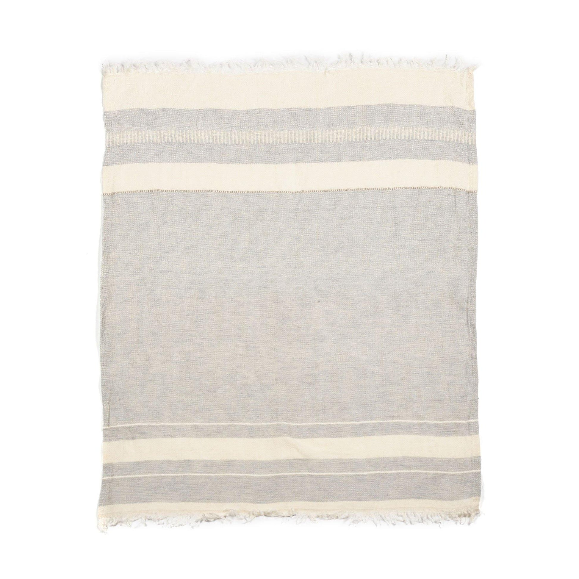 Belgian linen fouta throw blanket flat lay product shot in color Gent Stripe by Libeco for South Hous.