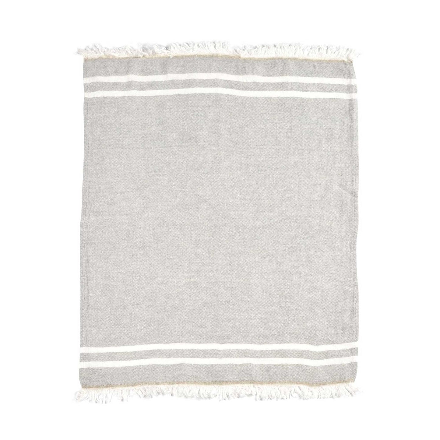 Belgian linen fouta throw blanket flat lay product shot in color Gray by Libeco for South Hous.