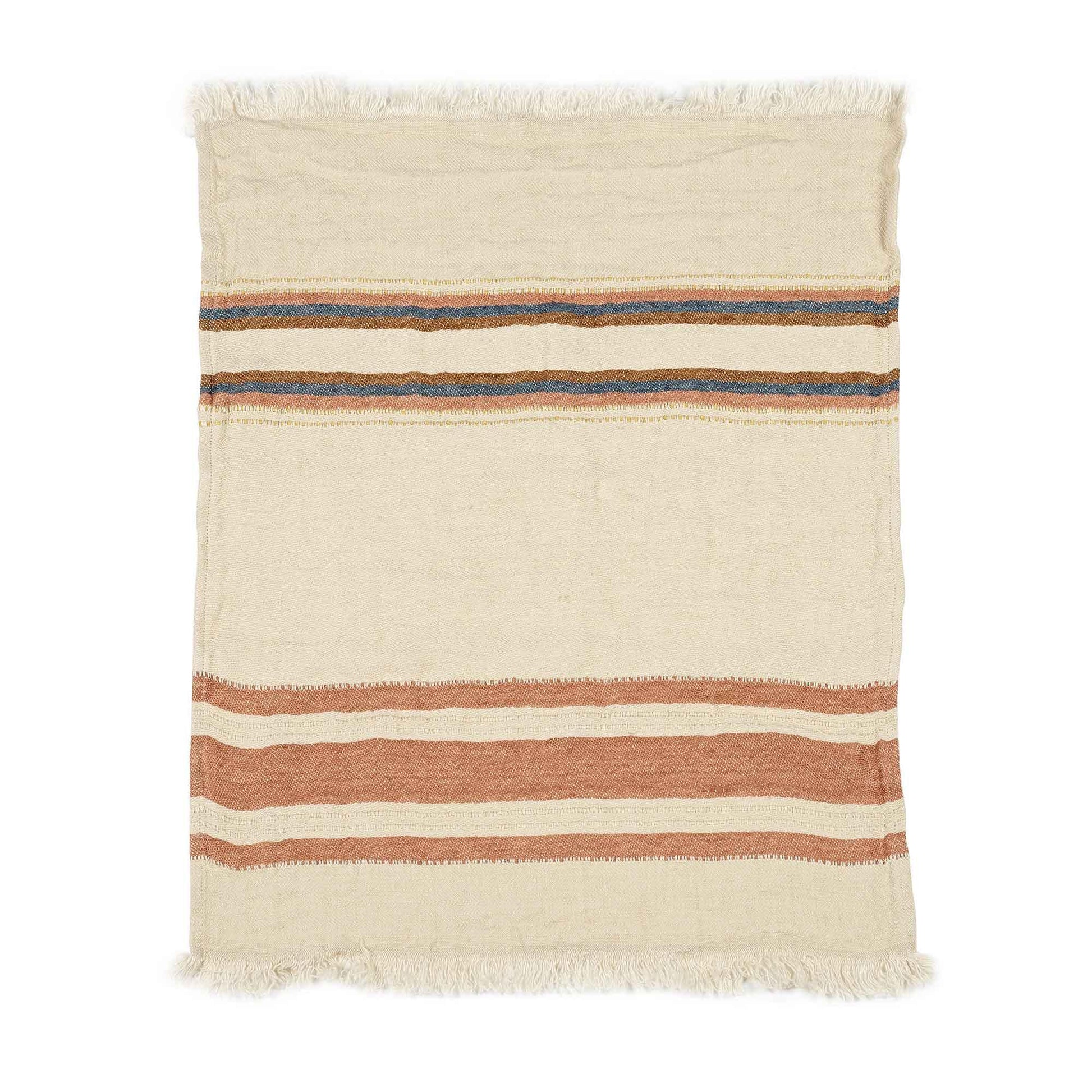 Belgian linen fouta throw blanket flat lay product shot in color Harlan by Libeco for South Hous.