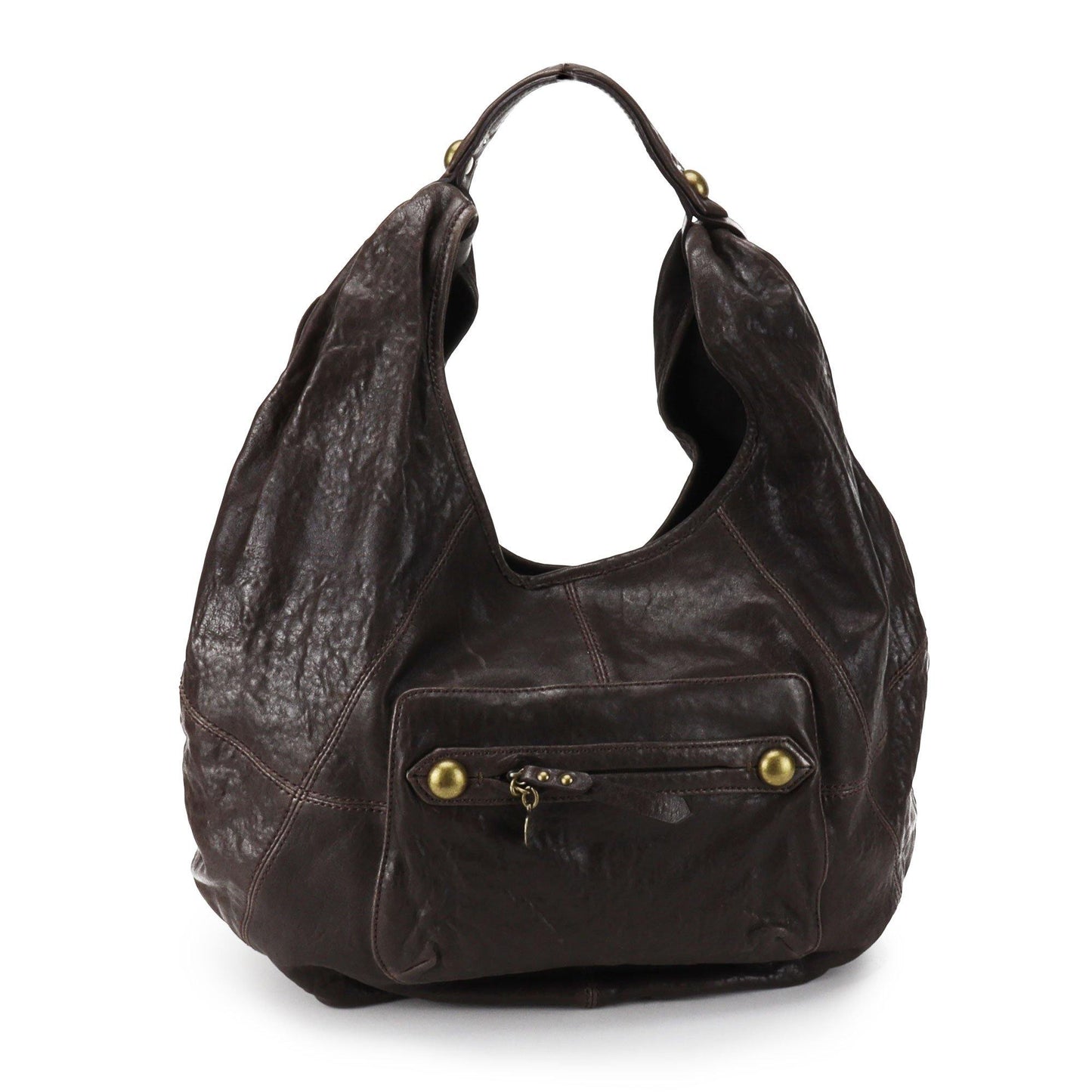 SOUTH HOUS EXCLUSIVE Bernardo Charlize Leather Slouchy Hobo lambskin Espresso Expresso vintage brass