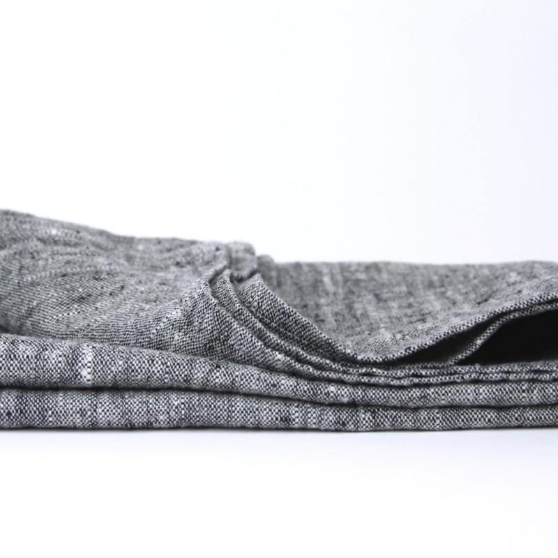 Linen Kitchen Towel crop detail fold product shot in color Heather Black by LinenCasa for South Hous.