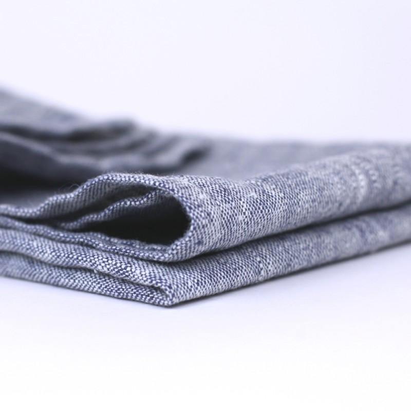 Linen Kitchen Towel flat lay detail product shot in color Heather Blue by LinenCasa for South Hous.