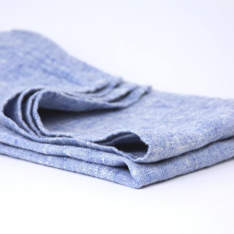 Linen Kitchen Towel crop detail product shot in color Heather Light Blue by LinenCasa for South Hous.
