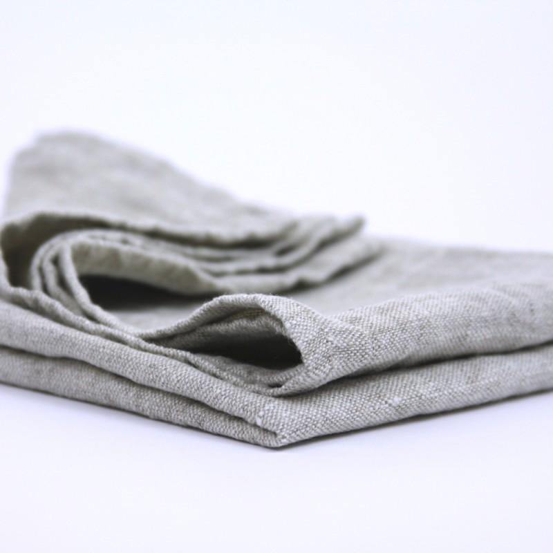 Linen Kitchen Towel flat lay fold detail product shot in color Light Natural by LinenCasa for South Hous.