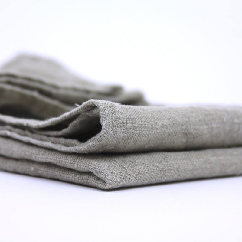 Linen Kitchen Towel flat lay fold detail product shot in color Natural by LinenCasa for South Hous.