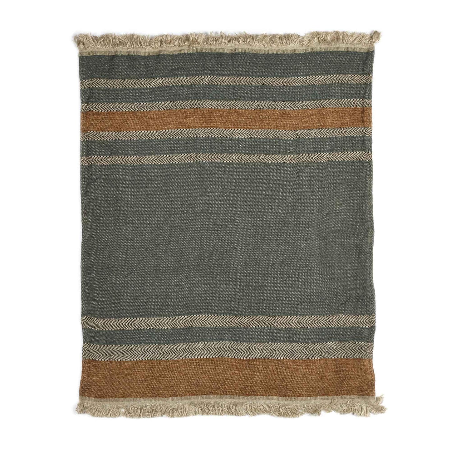 Belgian linen fouta throw blanket flat lay product shot in color Alouette by Libeco for South Hous.