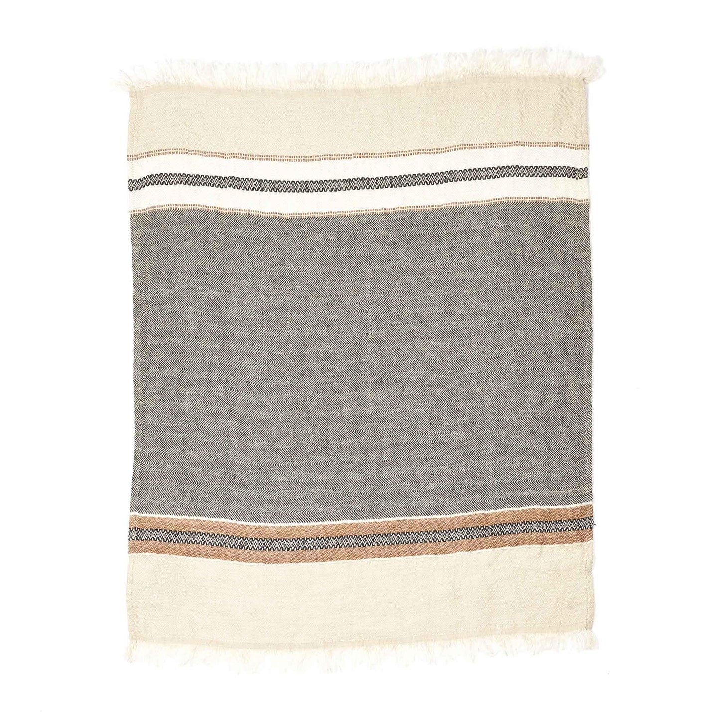 Belgian linen fouta throw blanket flat lay product shot in color Beeswax by Libeco for South Hous.