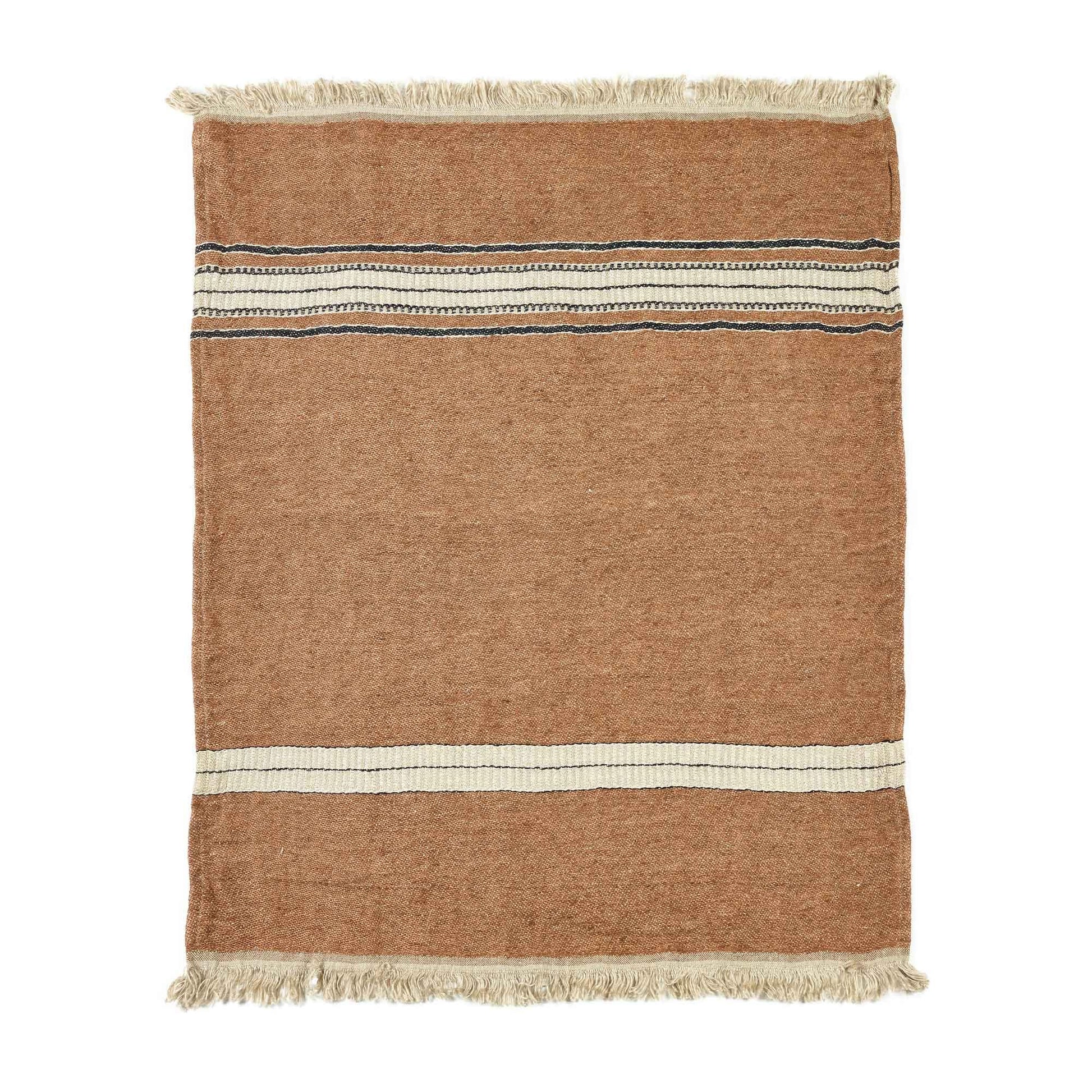 Belgian linen fouta throw blanket flat lay product shot in color Bruges by Libeco for South Hous.