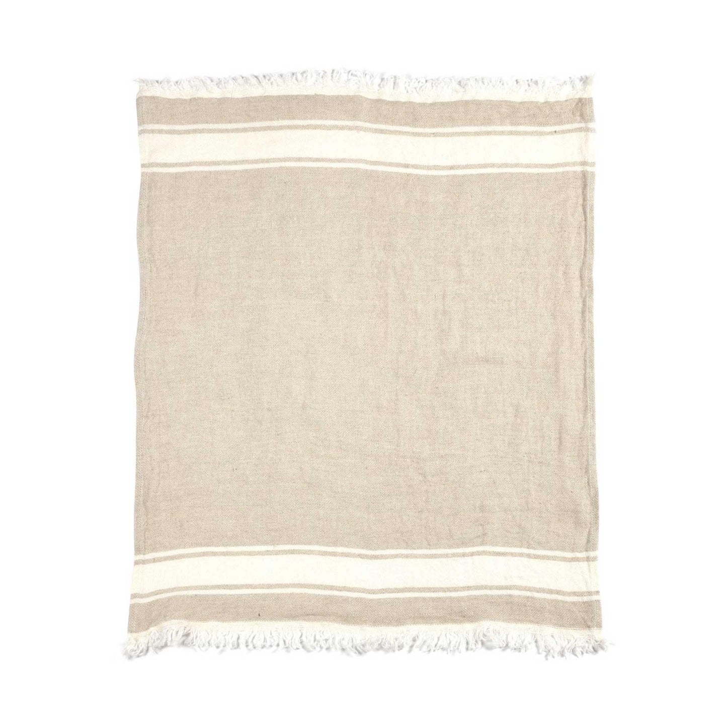 Belgian linen fouta throw blanket flat lay product shot in color Flax by Libeco for South Hous.