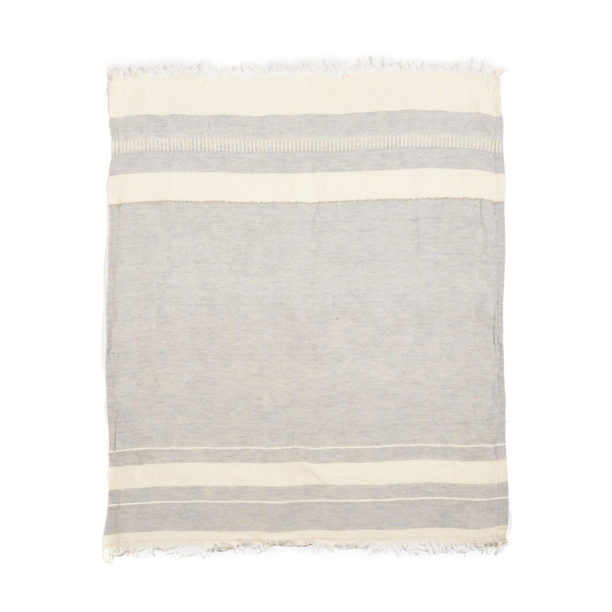 Belgian linen fouta throw blanket flat lay product shot in color Gent Stripe by Libeco for South Hous.