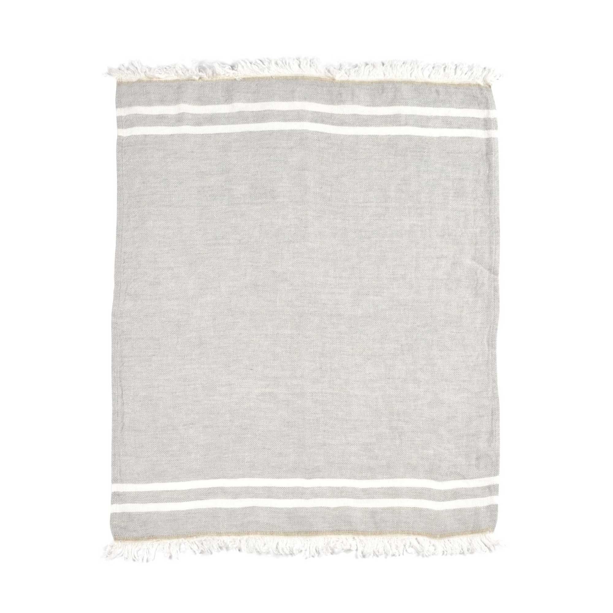 Belgian linen fouta throw blanket flat lay product shot in color Gray by Libeco for South Hous.