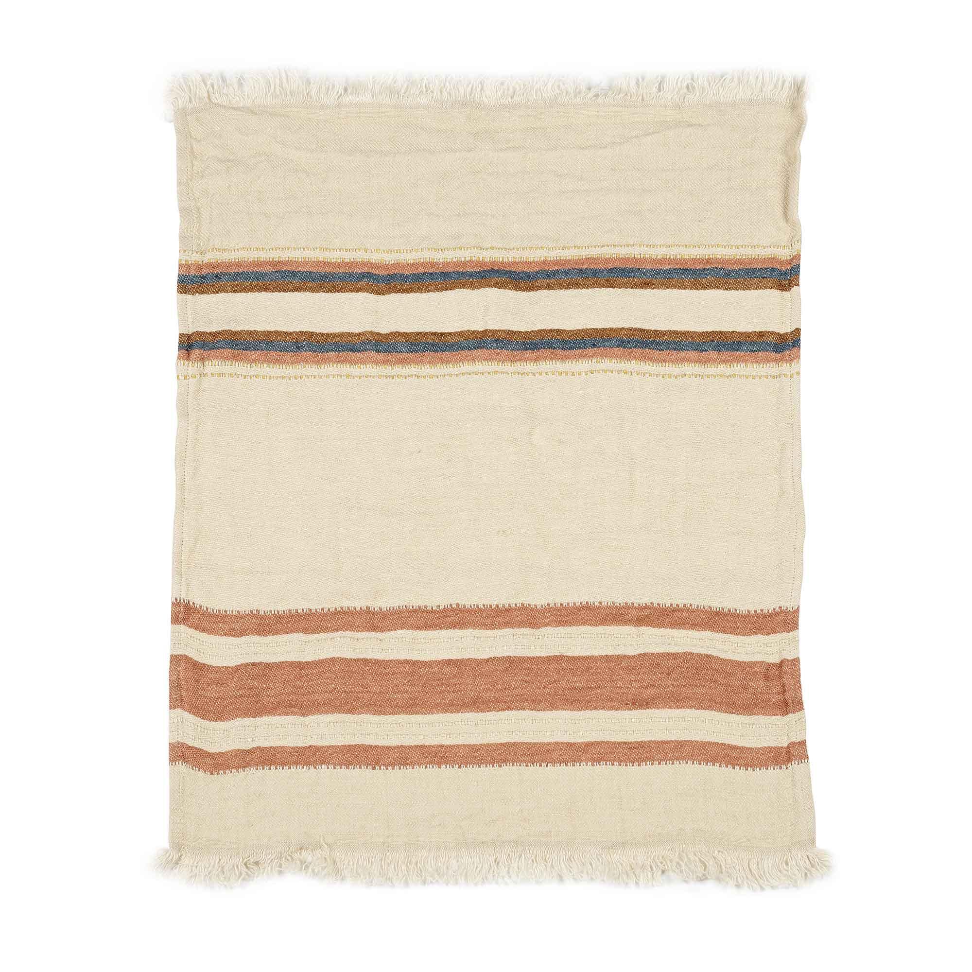 Belgian linen fouta throw blanket flat lay product shot in color Harlan by Libeco for South Hous.