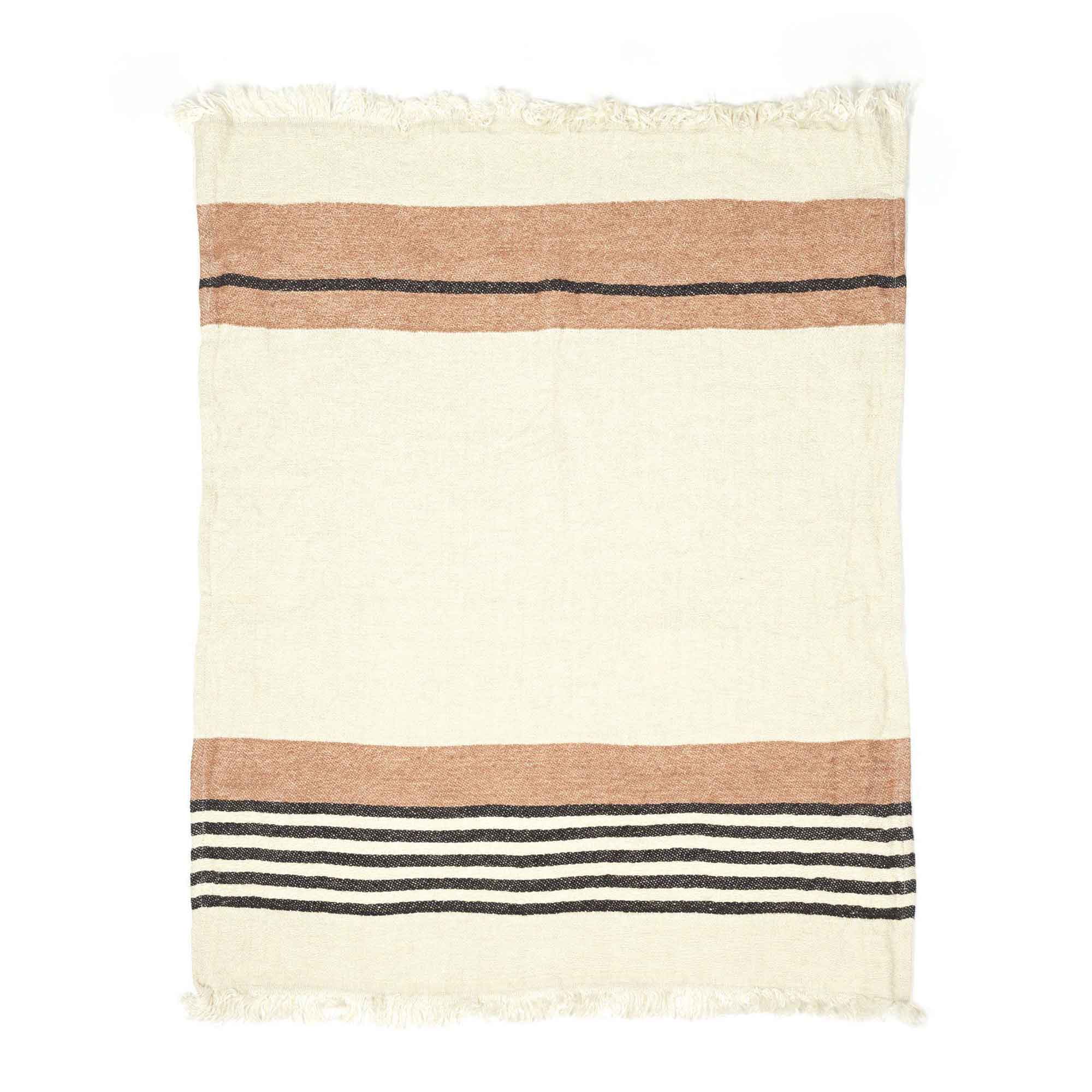 Belgian linen fouta throw blanket flat lay product shot in color Inyo by Libeco for South Hous.