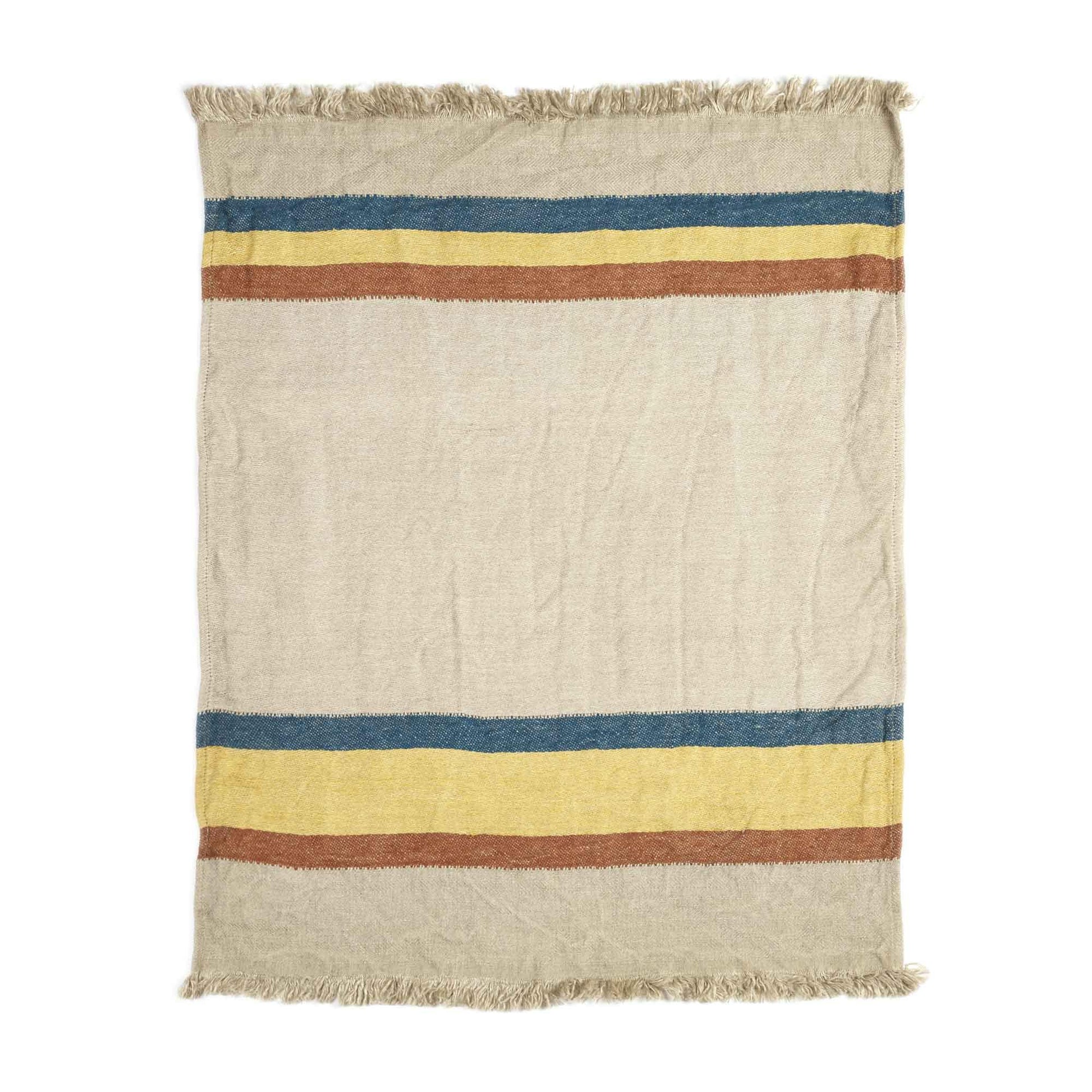 Belgian linen fouta throw blanket flat lay product shot in color Mercurio by Libeco for South Hous.