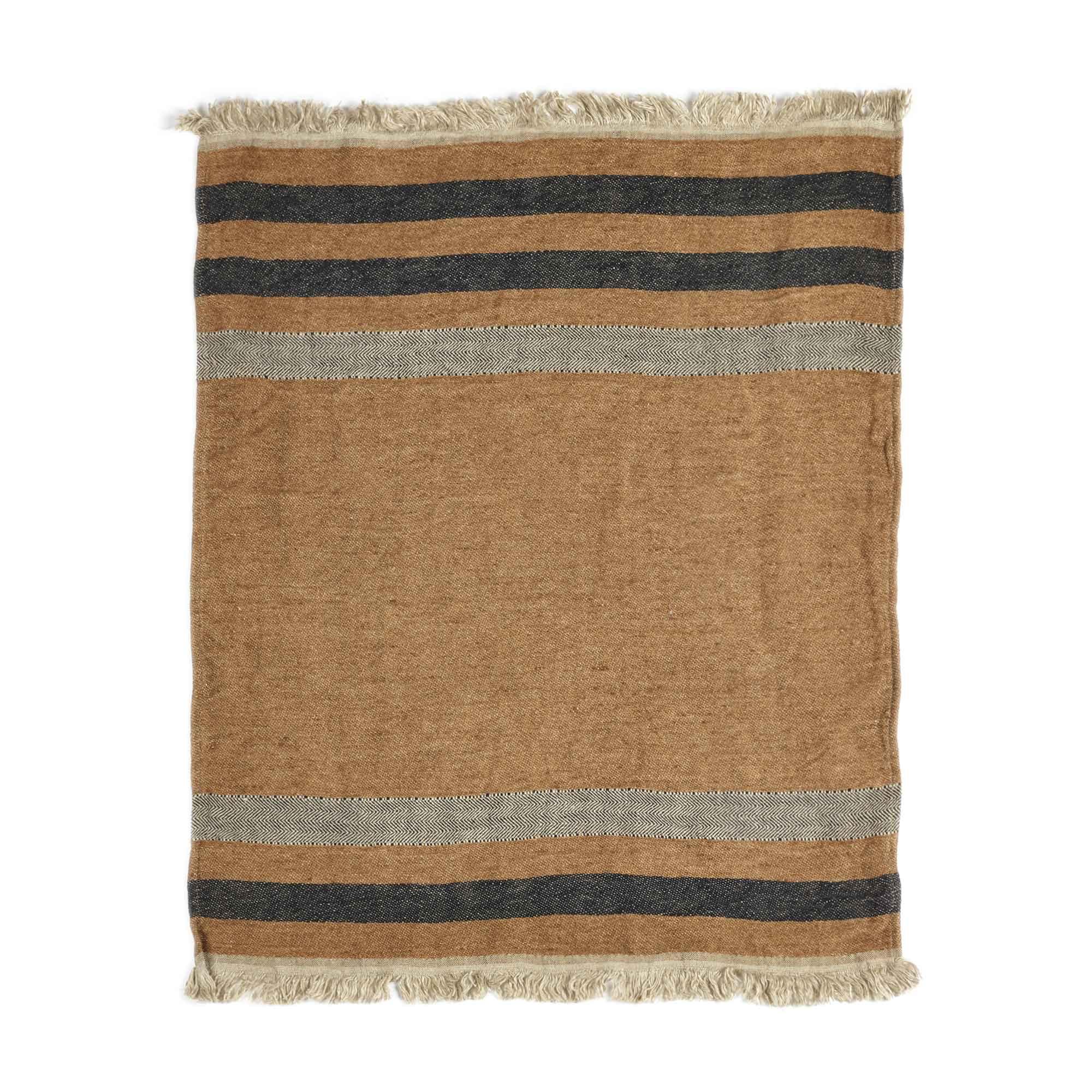 Belgian linen fouta throw blanket flat lay product shot in color Nairobi by Libeco for South Hous.