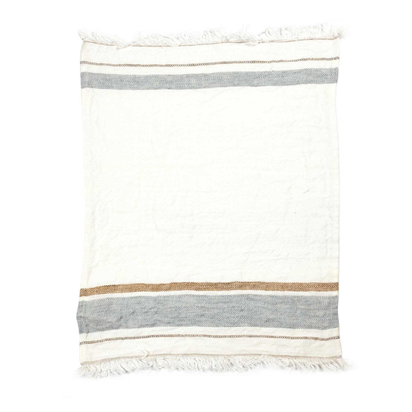 Belgian linen fouta throw blanket flat lay product shot in color Oyster by Libeco for South Hous.