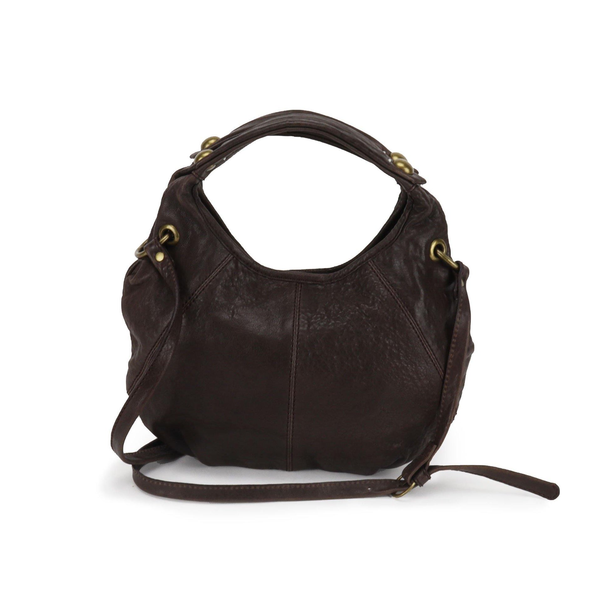 SOUTH HOUS EXCLUSIVE Bernardo Charlize Leather Handbag in a small version hobo style lambskin vintage brass other view