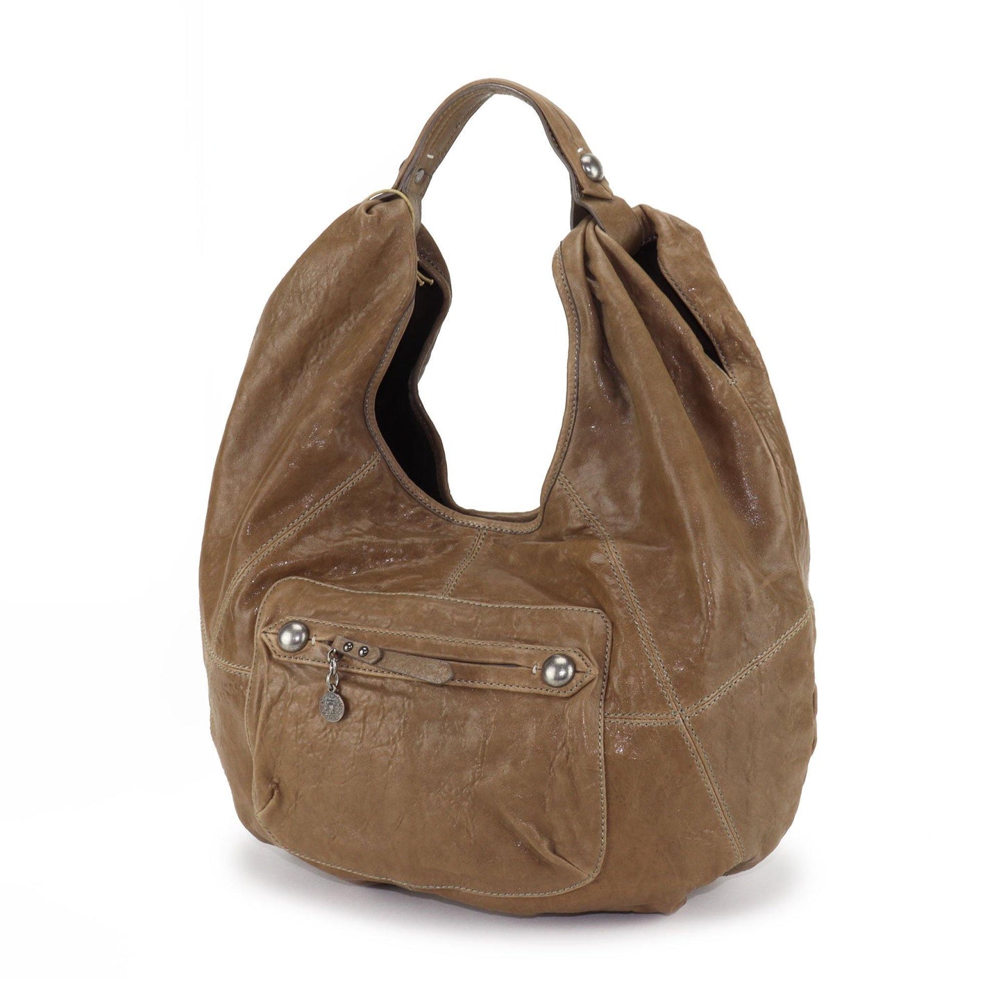 SOUTH HOUS EXCLUSIVE Bernardo Charlize Leather Slouchy Hobo lambskin Camel caramel vintage brass