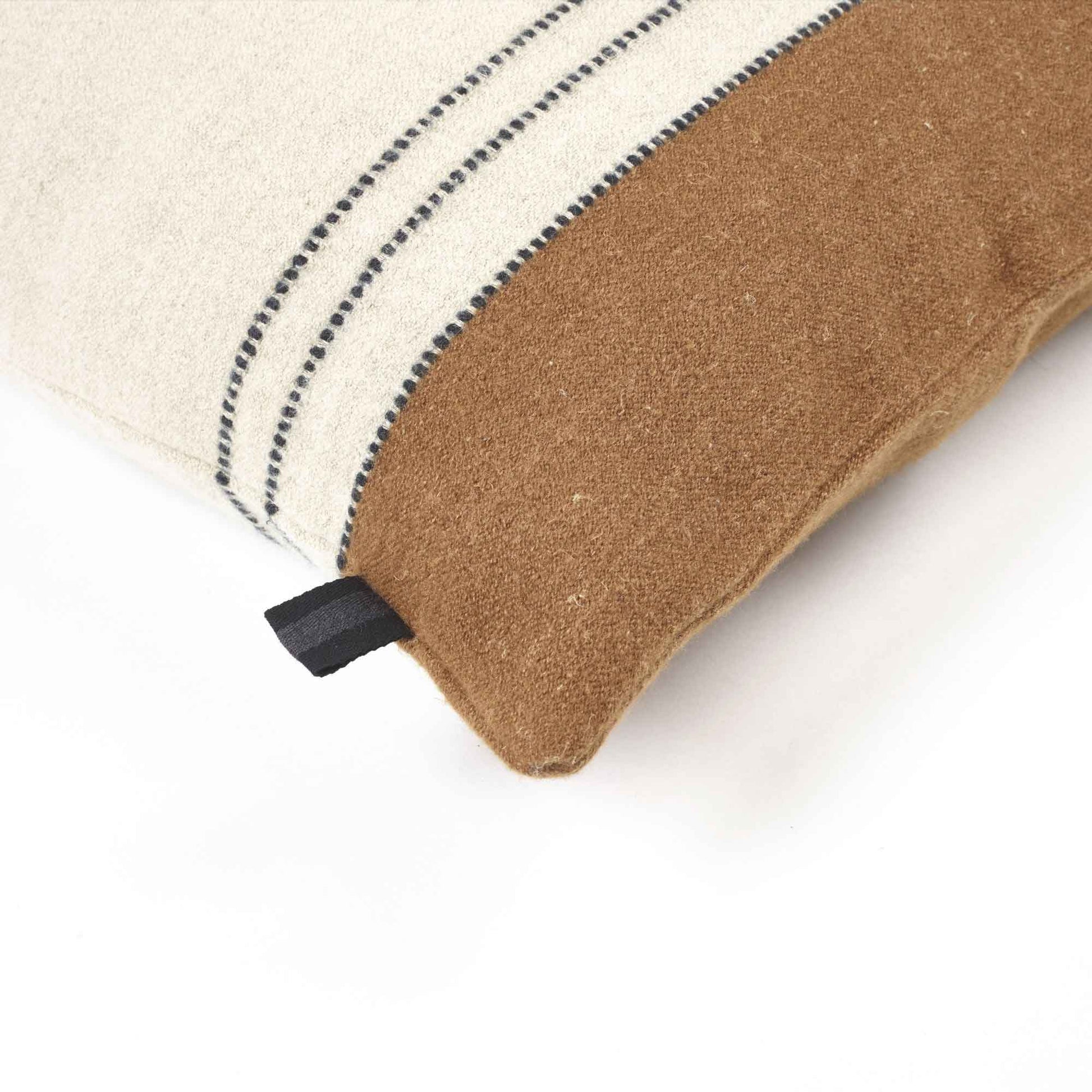 Linen and wool blend throw pillow cover corner detail shot in color Foundry by Libeco for South Hous.