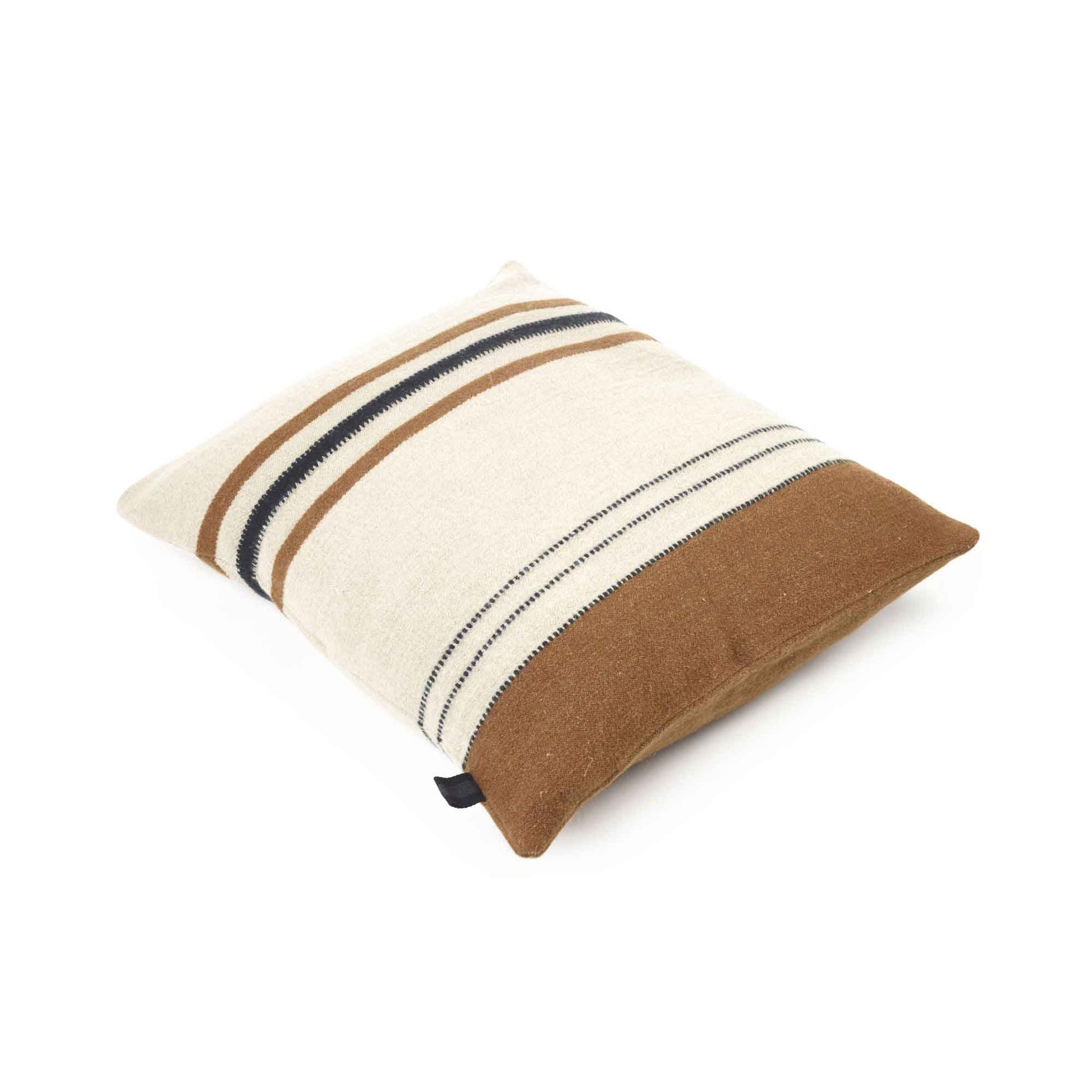 Linen and wool blend throw pillow cover angled flat lay product shot in color Foundry by Libeco for South Hous.