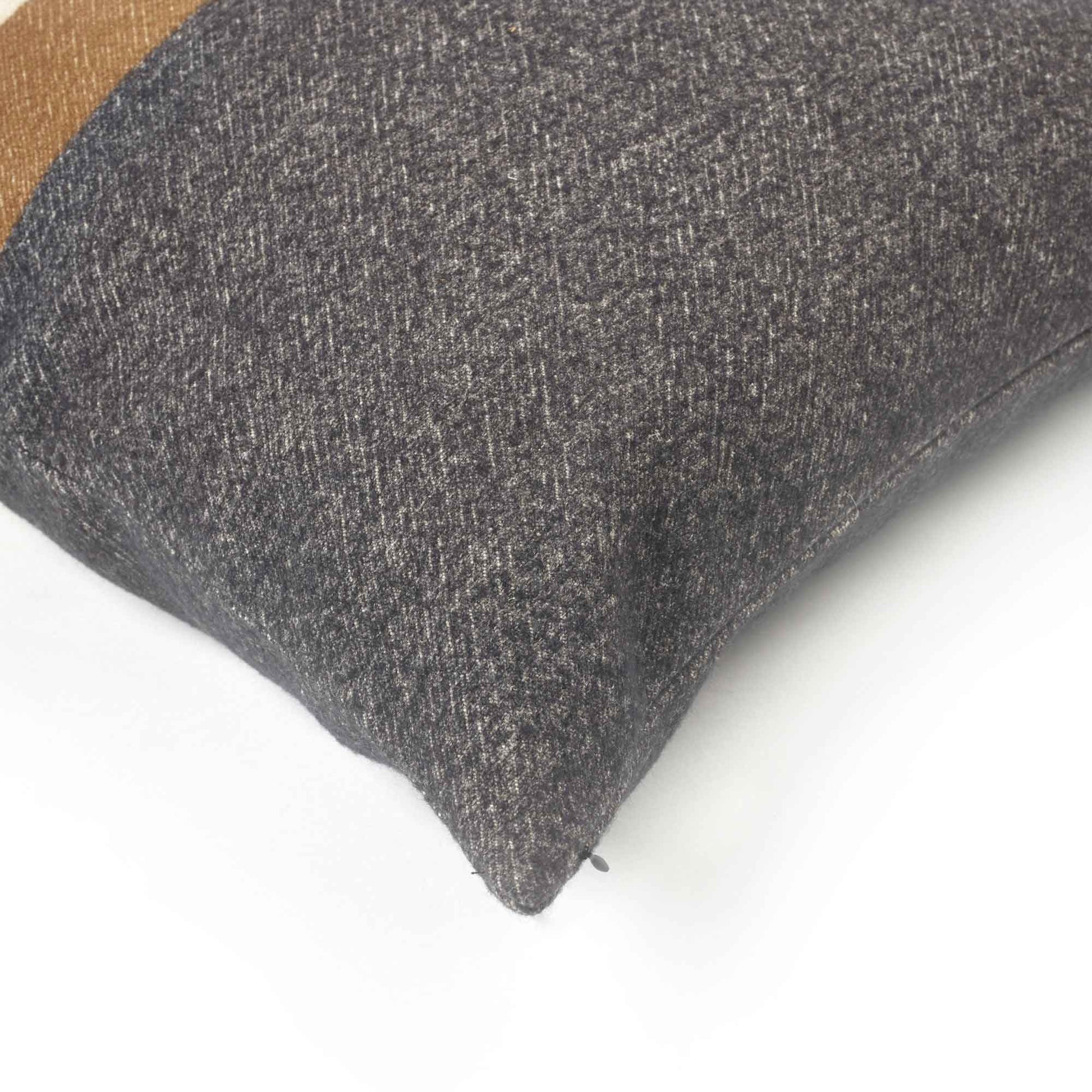 Linen and wool blend throw pillow cover corner detail shot in color Nash by Libeco for South Hous.
