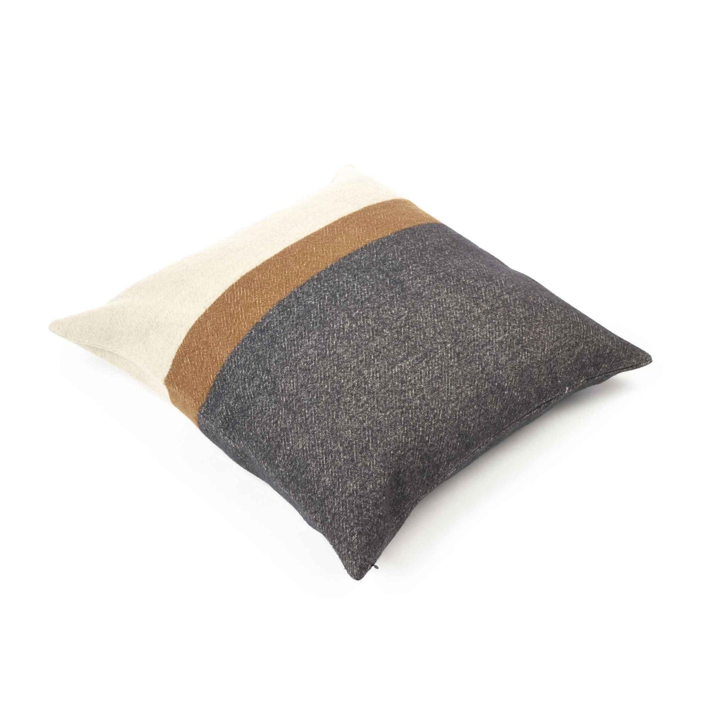 Linen and wool blend throw pillow cover angled flat lay product shot in color Nash by Libeco for South Hous.