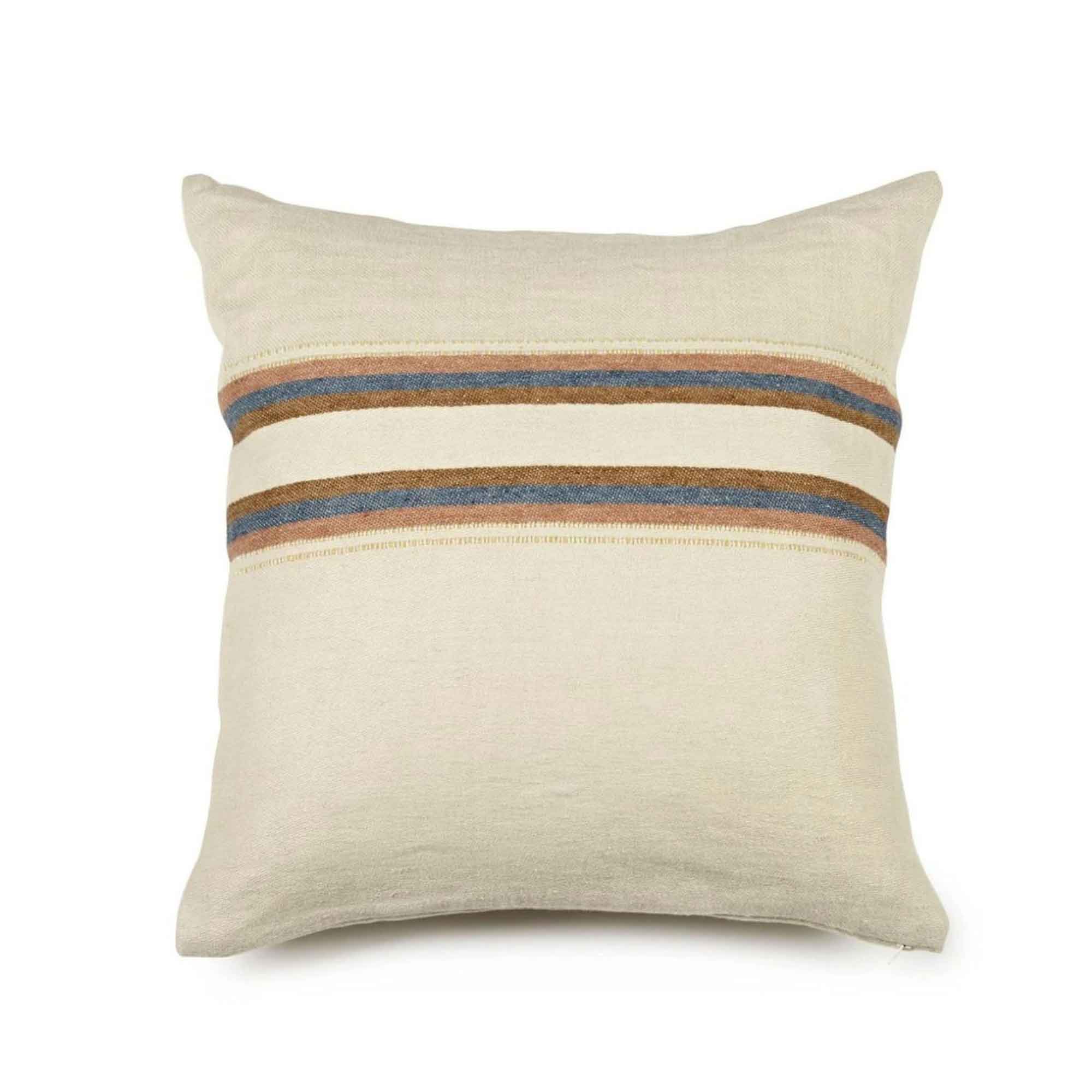 Belgian linen throw pillow cover flat lay product shot in color Harlan by Libeco for South Hous.