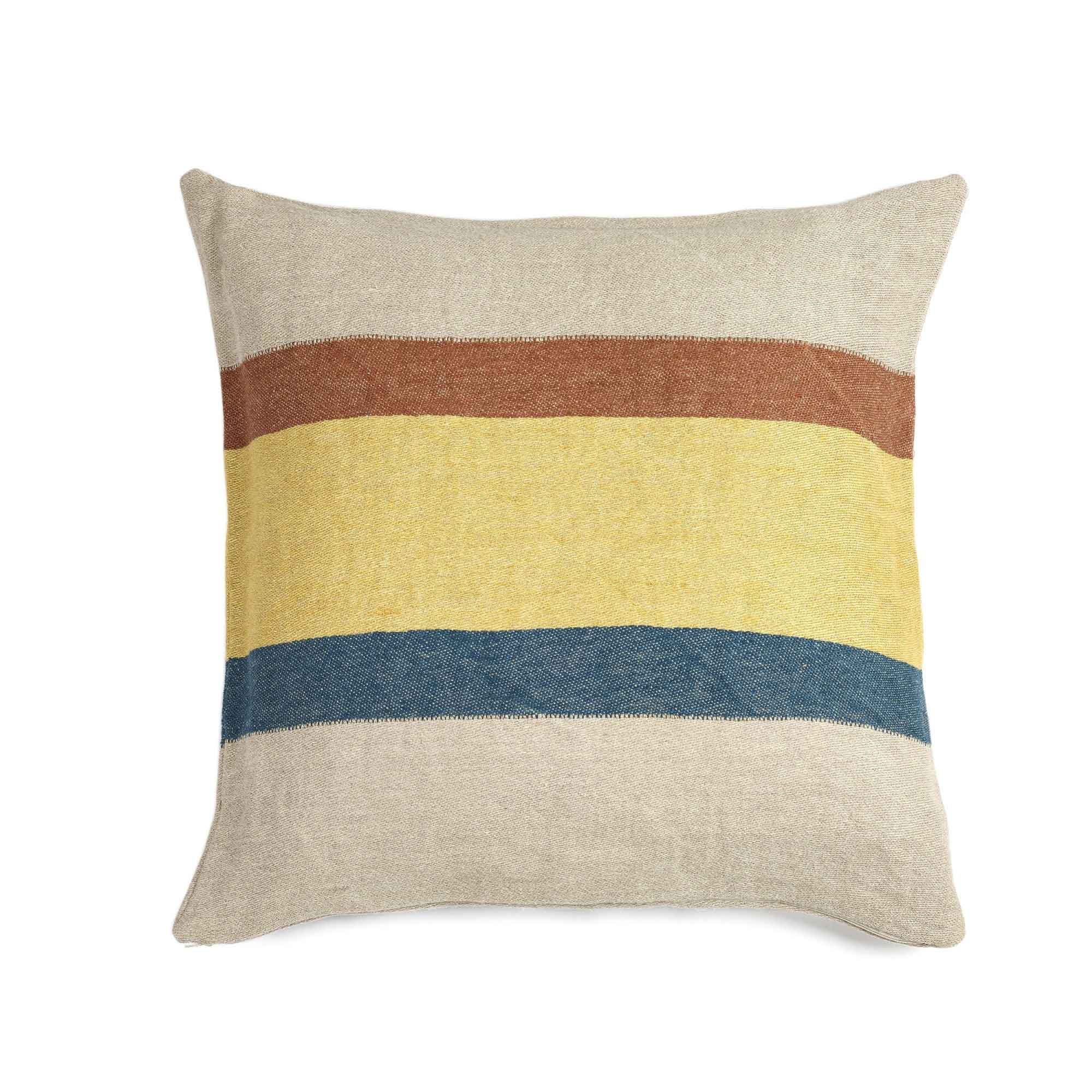 Belgian linen throw pillow cover flat lay product shot in color Mercurio by Libeco for South Hous.